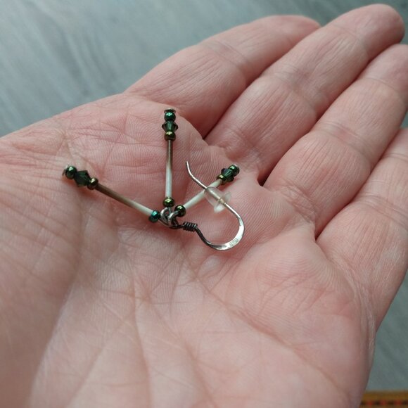 Beaded Quill Earrings 925 Sterling Silver Hooks - Picture 6 of 10